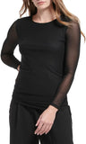Calvin Klein Stretch Long Sleeve Ruched Sides Mesh Novelty Blouse M2JHI857