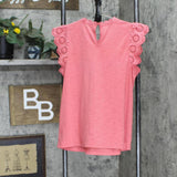 Lc Lauren Conrad Women's Flutter Sleeve Lace Tank Scented Rose Pink S