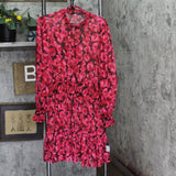 Tommy Hilfiger Womens Floral-Print Chiffon Fit & Flare Dress Red Black Floral 14