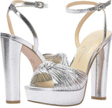 Jessica Simpson Womens Immie Platform Sandal with Ankle Strap Silver Gray 7.5M