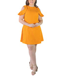 24seven Comfort Apparel Size Ruffle A-line Knee Length Dress Peach Orange 3X