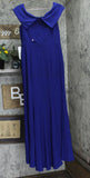 Xscape Womens Dress Gown Off-Shoulder High-Slit 970X Crepe Blue 14