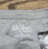 Galaxy By Harvic Mens Slim Fitting Short Sleeve Henley Slub Tee Gray XL