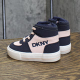 DKNY Toddler Girls Amelia Alice High Top Fashion Sneakers Navy Blue / Pink 5T