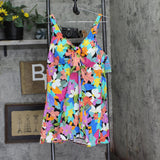 Swim Solutions Bow-Front Swimdress One Piece Swimsuit Floral Frenzy Blue 24W