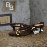 A New Day Womens Tabitha Oversized Chain Sling Back Heels 94305246 Brown 7.5M