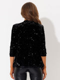 Allegra K Womens Sequin Cardigan Christmas 3/4 Sleeve Open Front a22042500ux0339