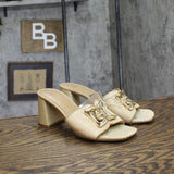 A New Day Womens Arden Raffia Ornamented Block Heels 93320207 Beige Brown 8.5M