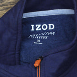 IZOD Mens Colorblock 1/4 Zip Pullover Fleece Sweatshirt Blue / Gray / Orange XL