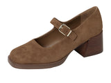 Steve Madden Womens Suede Lisbon Block Heel Loafers LISB02S1 Chesnut Brown 9M