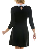BCX Juniors Pearl-Collar 3/4 Sleeve Dress 1104M8M Black XS