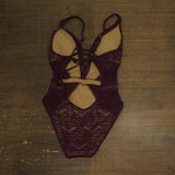 Becca Womens Crochet Standard Color Play One Piece Swimsuit Aubergine Purple M