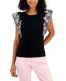 Tommy Hilfiger Womens Eyelet Flutter Sleeve Tank Top J2FH0661