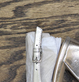 Franco Sarto Racer Slingback Low Block Heel Pointed Toe Pump Silver Gray 6.5M