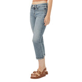 Silver Jeans Co. Mid Rise Curvy Fit Capri Jeans Luxe Stretch Indigo Blue 25x23