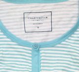 Charter Club Womens Cotton Printed Pajama Sleep Shirt Striped Green S