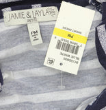 Jamie & Layla Striped Drawstring Short Sleeve Pocket Dress BCQD895 Navy Blue PM