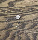 Crystal Medallion Halo Pendant Bracelet Silver Gray / Clear 6" + 1.5"