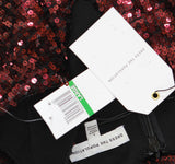 Dress The Population Sequin Bodycon High Side Slit V Neck Maxi Dress Port Red L