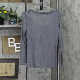 American Eagle Womens Favorite Tee Burnout Long Sleeve T-Shirt Gray M