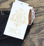 Becca Sheen Triangle Bikini Top with Contrast Seaming 109057 Black M