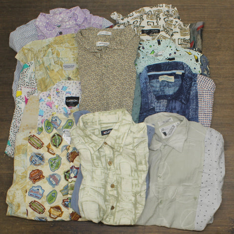 Urban Renewal LOT OF 4 Random Womens Upcycle Baggy Remade Tucked In Camp Shirts