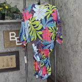 Vince Camuto Plunging V-Neck Romper Cover-Up V1J916 Blue Multi M