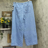 Future Collective Mid-Rise Wide Leg Denim Drawstring Pull-On Pants Light Blue L