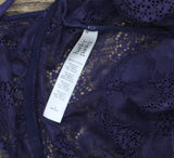 Hanky Panky Lace Tropical Storm Thong-back Bodysuit Summer Rain Purple Blue M