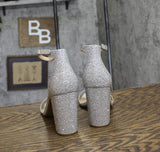 INC International Concepts Two-Piece Sandal Block Heel Silver Crystal Gray 9M