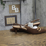 A New Day Womens Tabitha Oversized Chain Sling Back Heels 94305251 Brown 10M