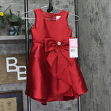 Rare Editions Girls Bow Pearl Accent Holiday Dress Red 5