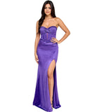 Emerald Sundae Juniors Strapless Crisscross Dress Gown Radiant Orchid Purple XXS