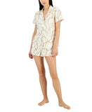 INC International Concepts Chain-Print Pajama Set Woven Celia Chain White L