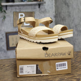Bearpaw Slingback Woven Raffia Open Toe Buckle Sandals Natural Tan Brown 8M