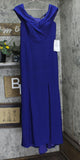 Xscape Womens Dress Gown Off-Shoulder High-Slit 970X Crepe Blue 14