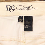 Dg2 Womens Slit Leg Floral Straight Leg Jeans Cream Off White 18WP