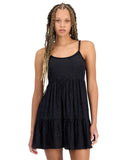 Miken Juniors Tiered Dress Swim Cover-up I9672P544 Black Lurex Stripe XL