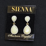 Sienna Austrian Crystal Teardrop Rhinestone Earrings Cream Off White 1.5'
