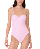Kate Spade Womens Smocked One-Piece Swimsuit S21502 Begonia Bloom Pink XL
