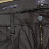 NYDJ Size Marilyn Coated High Rise Straight Leg Jeans Cordovan Purple Brown 18W