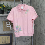 Alfred Dunner Classics S2 Teacups Short Sleeve Pullover Sweatshirt Pink XL