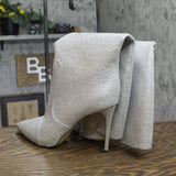 Michael Michael Kors Rue Stiletto Boots Rhinestone Evening Silver Gray 11M