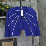 Ny Collection Colorblock 3/4 Sleeve Jacket Dress Set Cobalt Blue / White 16W