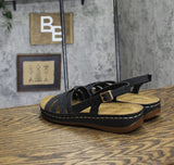 Easy Street Womens Kehlani Wedge Sandal KEHLN Black 9M