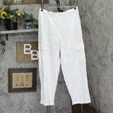 Sanctuary Womens Coastal Cover Up Crinkle Cargo Pants SACC25849 Crinkle White L
