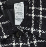 Sag Harbor Womens Lurex Plaid Button Up Blazer Jacket Black / White 16