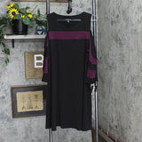 Nina Leonard Womens Cold Shoulder Long Sleeve Wave Color Block Jersey Dress