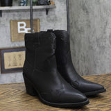 Sun + Stone Womens Brennaa Western Stitching Cowboy Booties Ankle Boots Black 7M