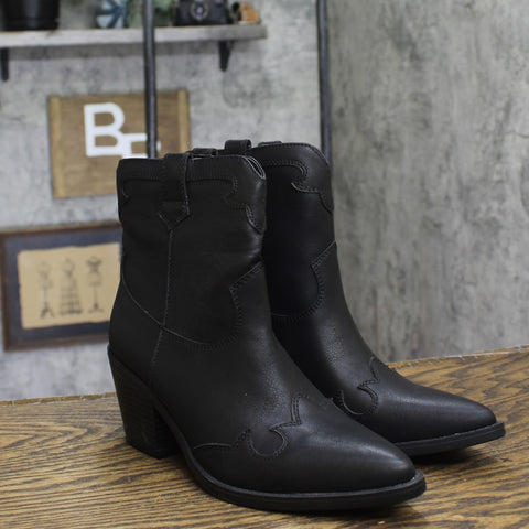 Sun + Stone Womens Brennaa Western Stitching Cowboy Booties Ankle Boots Black 7M